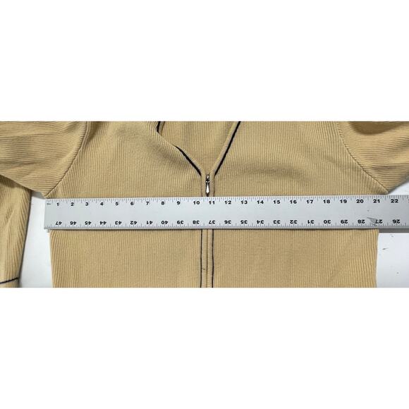 Rena Rowan Sweater Cardigan Women Size M Mustard Yellow Long Sleeve Lambswool - Picture 6 of 6